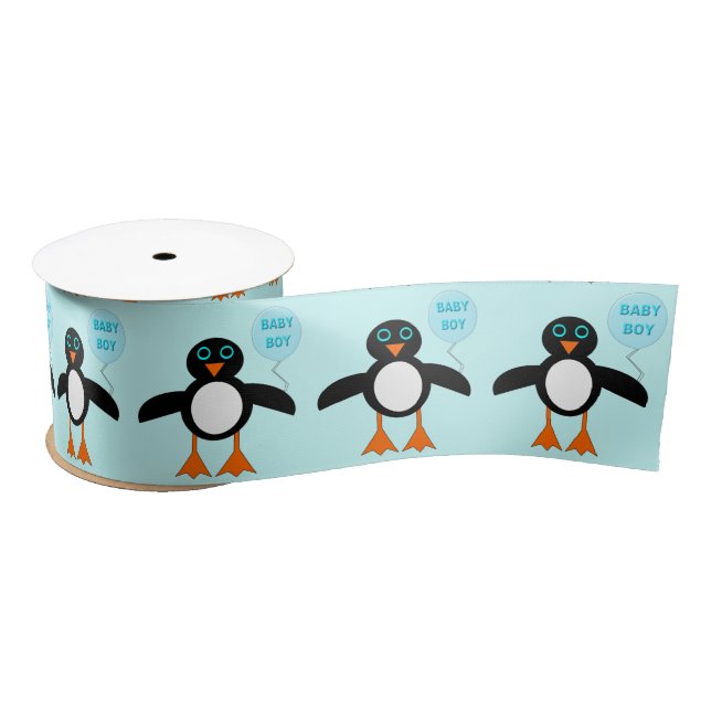 Cute Blue Baby Boy Penguin Ribbon (Spool)