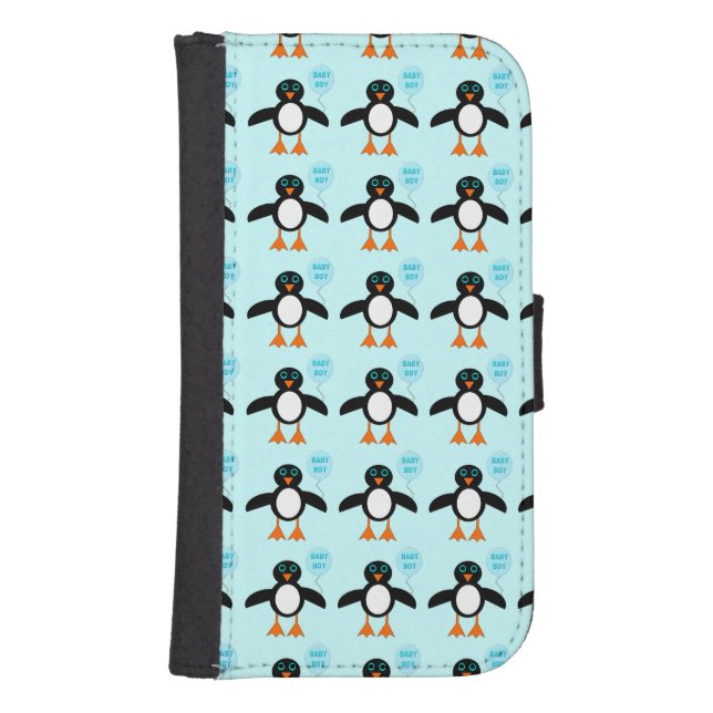 Cute Blue Baby Boy Penguin Samsung Wallet Case (Front)