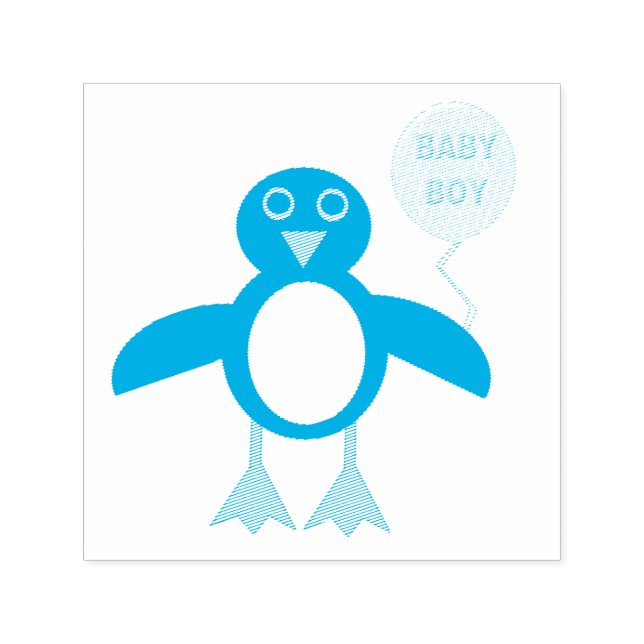 Cute Blue Baby Boy Penguin Self Inking Stamp (Design)