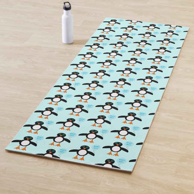 Cute Blue Baby Boy Penguin Yoga Mat (In Situ)