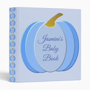 Cute Blue Baby Boy Pumpkin Custom Baby Book 3 Ring Binder