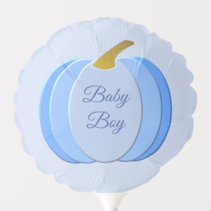 Cute Blue Baby Boy Pumpkin Custom Baby Shower Balloon