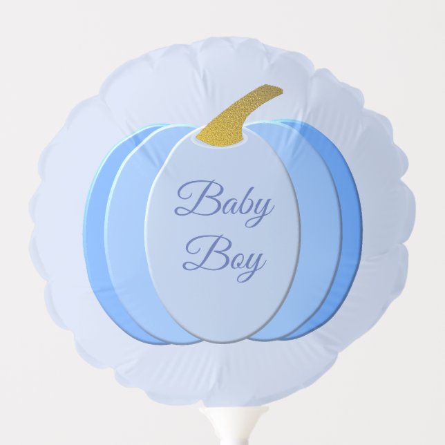 Cute Blue Baby Boy Pumpkin Custom Baby Shower Balloon (Front)