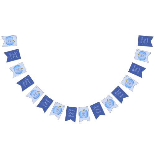 Cute Blue Baby Boy Pumpkin Custom Baby Shower Bunting Flags