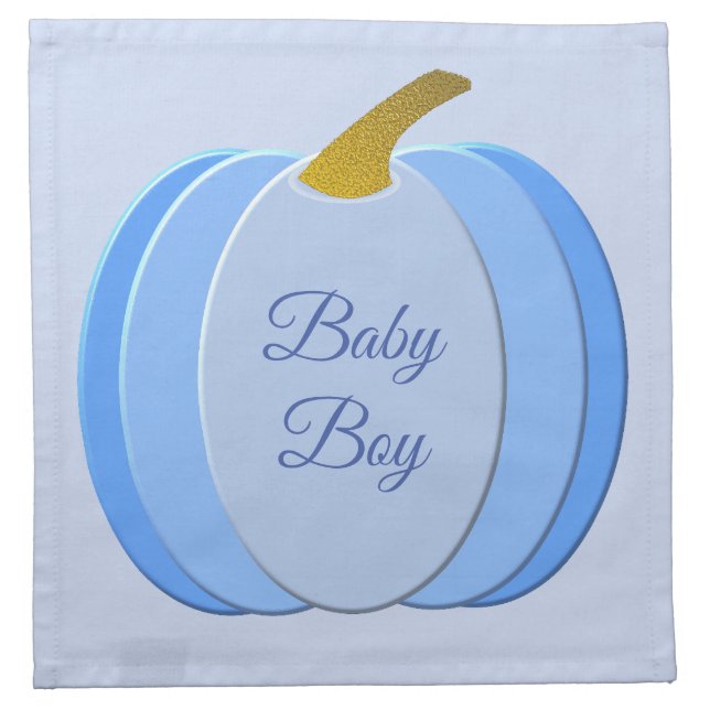 Cute Blue Baby Boy Pumpkin Custom Baby Shower Cloth Napkin (Front)