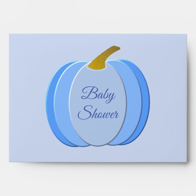 Cute Blue Baby Boy Pumpkin Custom Baby Shower Envelope (Front)