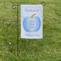Cute Blue Baby Boy Pumpkin Custom Baby Shower Garden Flag