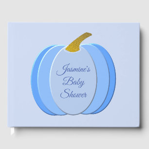 Cute Blue Baby Boy Pumpkin Custom Baby Shower Guest Book