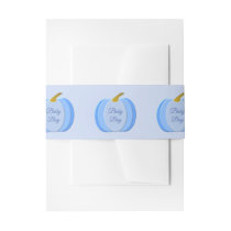 Cute Blue Baby Boy Pumpkin Custom Baby Shower Invitation Belly Band