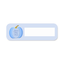 Cute Blue Baby Boy Pumpkin Custom Baby Shower Name Tag