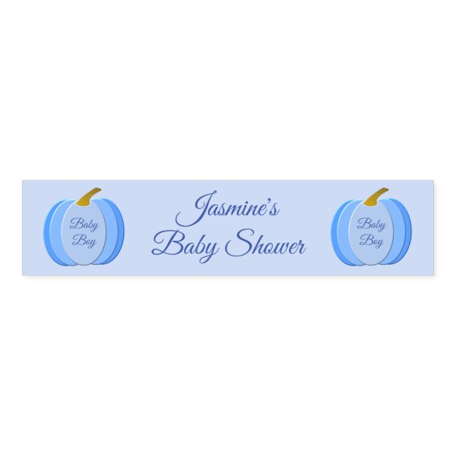 Cute Blue Baby Boy Pumpkin Custom Baby Shower Napkin Bands (Unfolded)