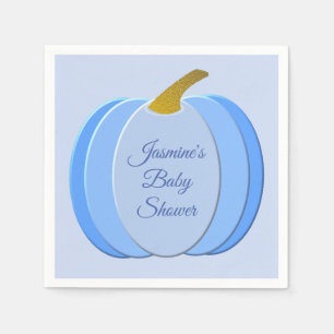 Cute Blue Baby Boy Pumpkin Custom Baby Shower Napkins