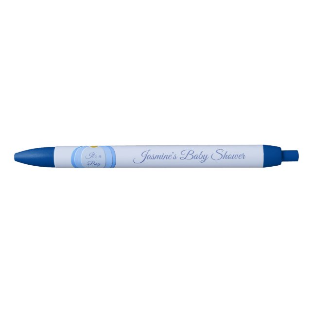 Cute Blue Baby Boy Pumpkin Custom Baby Shower Pen (Front)