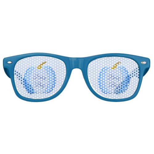 Cute Blue Baby Boy Pumpkin Custom Baby Shower Retro Sunglasses