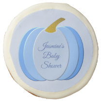 Cute Blue Baby Boy Pumpkin Custom Baby Shower Sugar Cookie