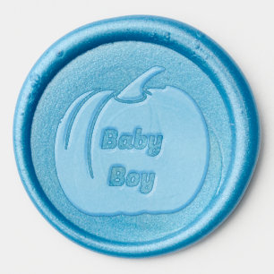 Cute Blue Baby Boy Pumpkin Custom Baby Shower Wax Seal Sticker