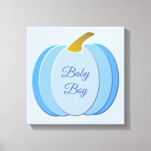 Cute Blue Baby Boy Pumpkin Custom Canvas Print