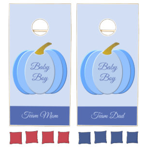 Cute Blue Baby Boy Pumpkin Custom Cornhole Set