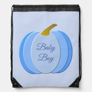 Cute Blue Baby Boy Pumpkin Custom Drawstring Bag
