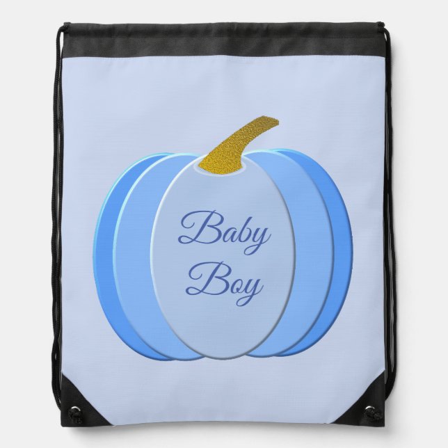 Cute Blue Baby Boy Pumpkin Custom Drawstring Bag (Front)