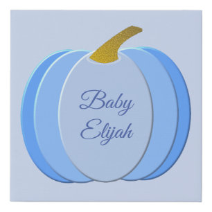 Cute Blue Baby Boy Pumpkin Custom Faux Canvas Print