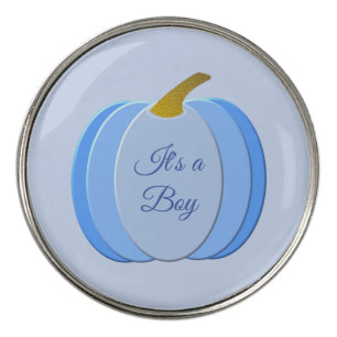 Cute Blue Baby Boy Pumpkin Custom Gender Reveal Golf Ball Marker