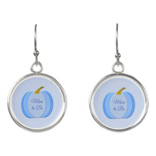 Cute Blue Baby Boy Pumpkin Custom Mom to Be Earrings