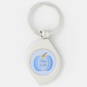 Cute Blue Baby Boy Pumpkin Custom Mom to Be Keychain