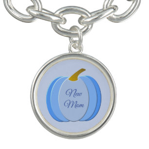 Cute Blue Baby Boy Pumpkin Custom New Mom Bracelet