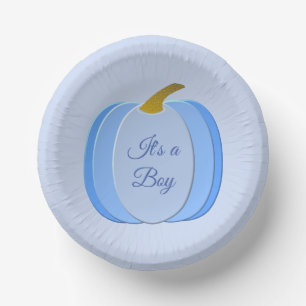 Cute Blue Baby Boy Pumpkin Custom Paper Bowls