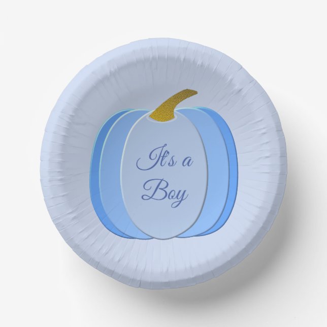 Cute Blue Baby Boy Pumpkin Custom Paper Bowls (Front)