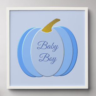 Cute Blue Baby Boy Pumpkin Custom Peel And Stick Photo Tile