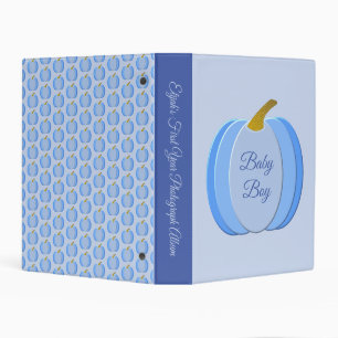 Cute Blue Baby Boy Pumpkin Custom Photograph Mini Binder