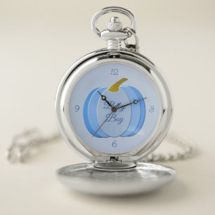 Cute Blue Baby Boy Pumpkin Custom Pocket Watch