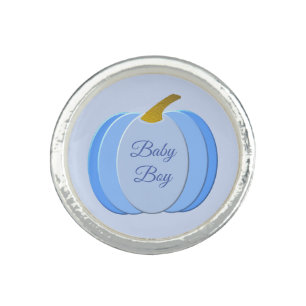 Cute Blue Baby Boy Pumpkin Custom Ring