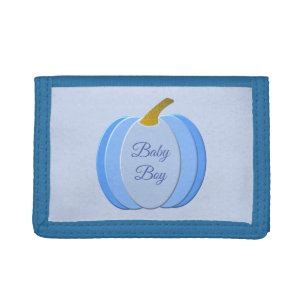 Cute Blue Baby Boy Pumpkin Custom Tri-fold Wallet