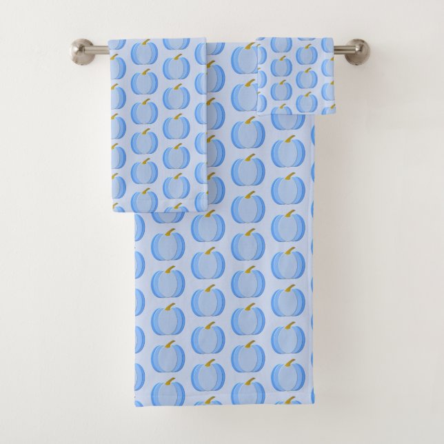 Cute Blue Baby Boy Pumpkin Patterned Bath Towel Set (Insitu)