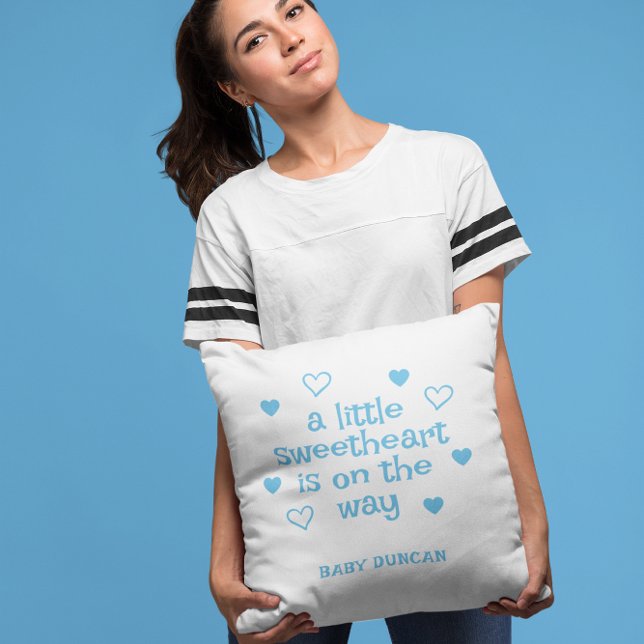 Cute Blue Baby Boy Shower Throw Pillow (Creator Uploaded)