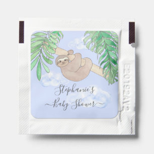 Cute Blue Baby Boy Sloth Baby Shower Hand Sanitizer Packet
