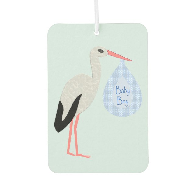 Cute Blue Baby Boy Stork Air Freshener (Front)