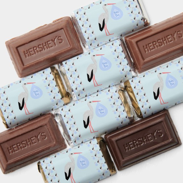 Cute Blue Baby Boy Stork Baby Shower Custom Hershey's Miniatures (Assorted)