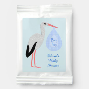 Cute Blue Baby Boy Stork Baby Shower Custom Hot Chocolate Drink Mix