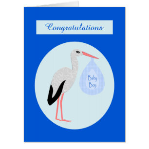 Cute Blue Baby Boy Stork Custom Card