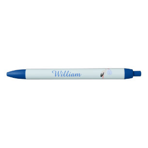 Cute Blue Baby Boy Stork Custom Pen