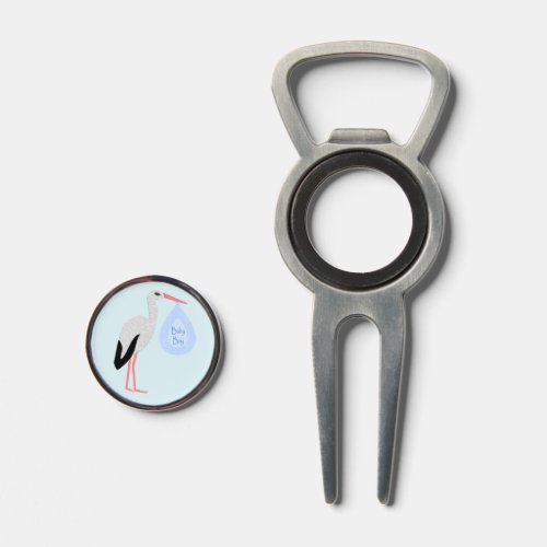 Cute Blue Baby Boy Stork Divot Tool