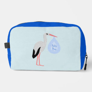Cute Blue Baby Boy Stork Dopp Kit