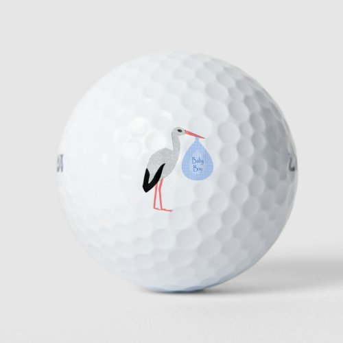 Cute Blue Baby Boy Stork Golf Balls