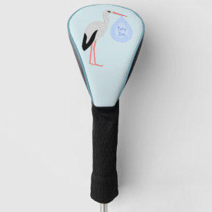 Cute Blue Baby Boy Stork Golf Head Cover