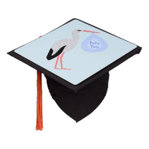Cute Blue Baby Boy Stork Graduation Cap Topper