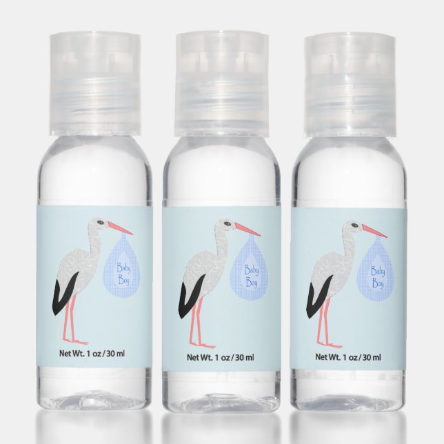 Cute Blue Baby Boy Stork Hand Sanitizer (Set)